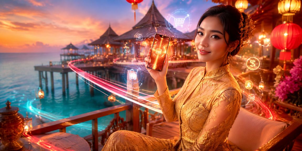 Wanita berbaju kebaya dari Sabah menggunakan kasino mudah alih